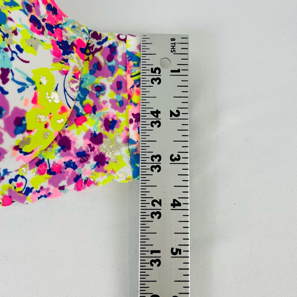 Victoria's Secret Fabulous Padded Ruffle Trim Scalloped Colorful Bikini Top 34B - Picture 3 of 13